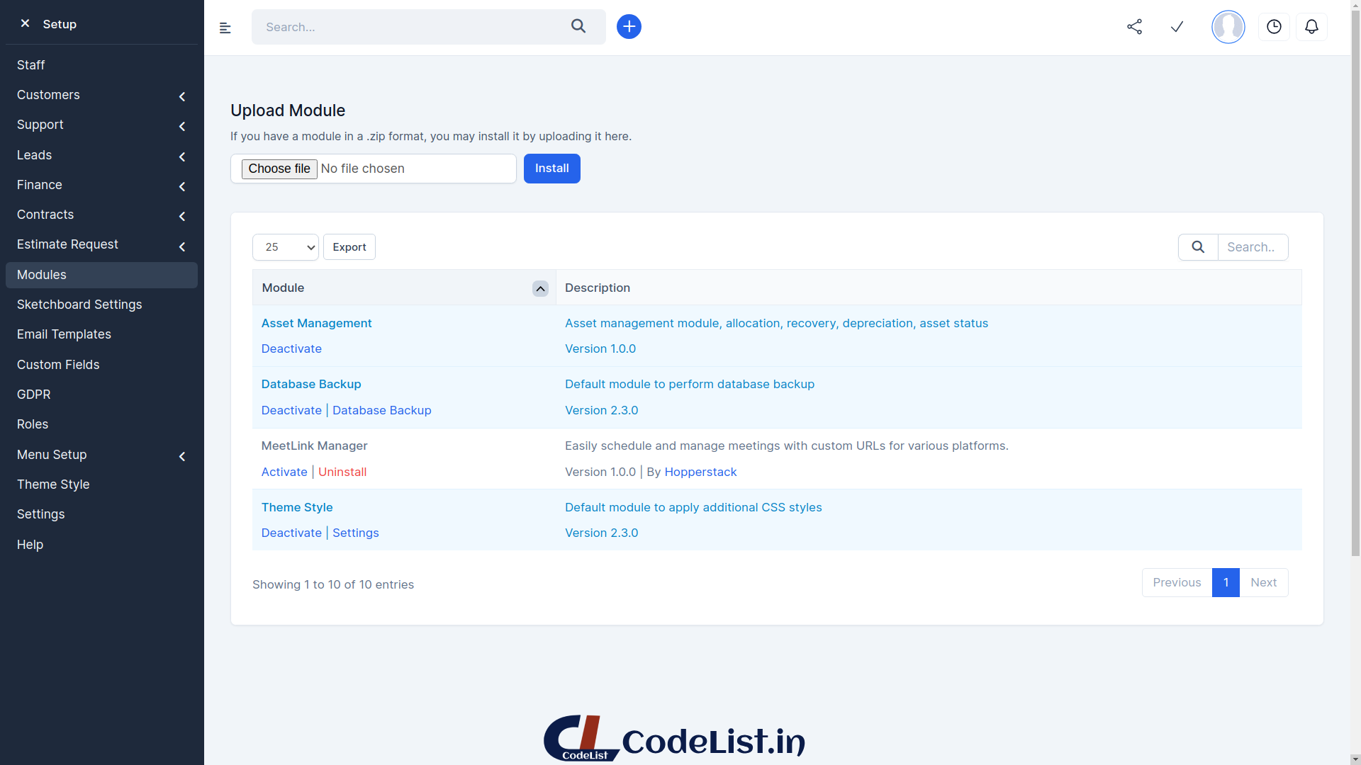 MeetLink Manager for Perfex CRM – Codelist