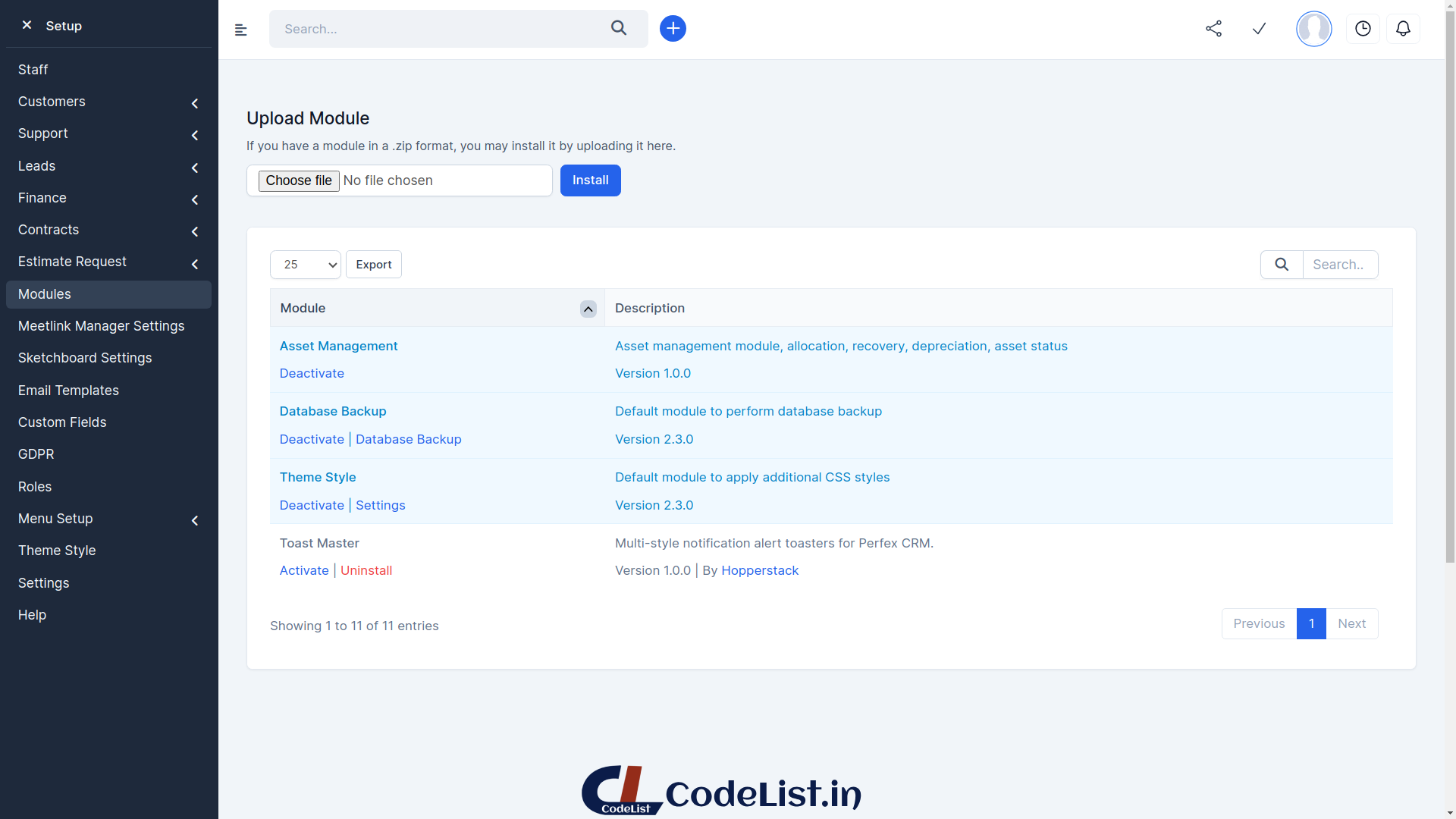 Toast Master for Perfex CRM – Codelist