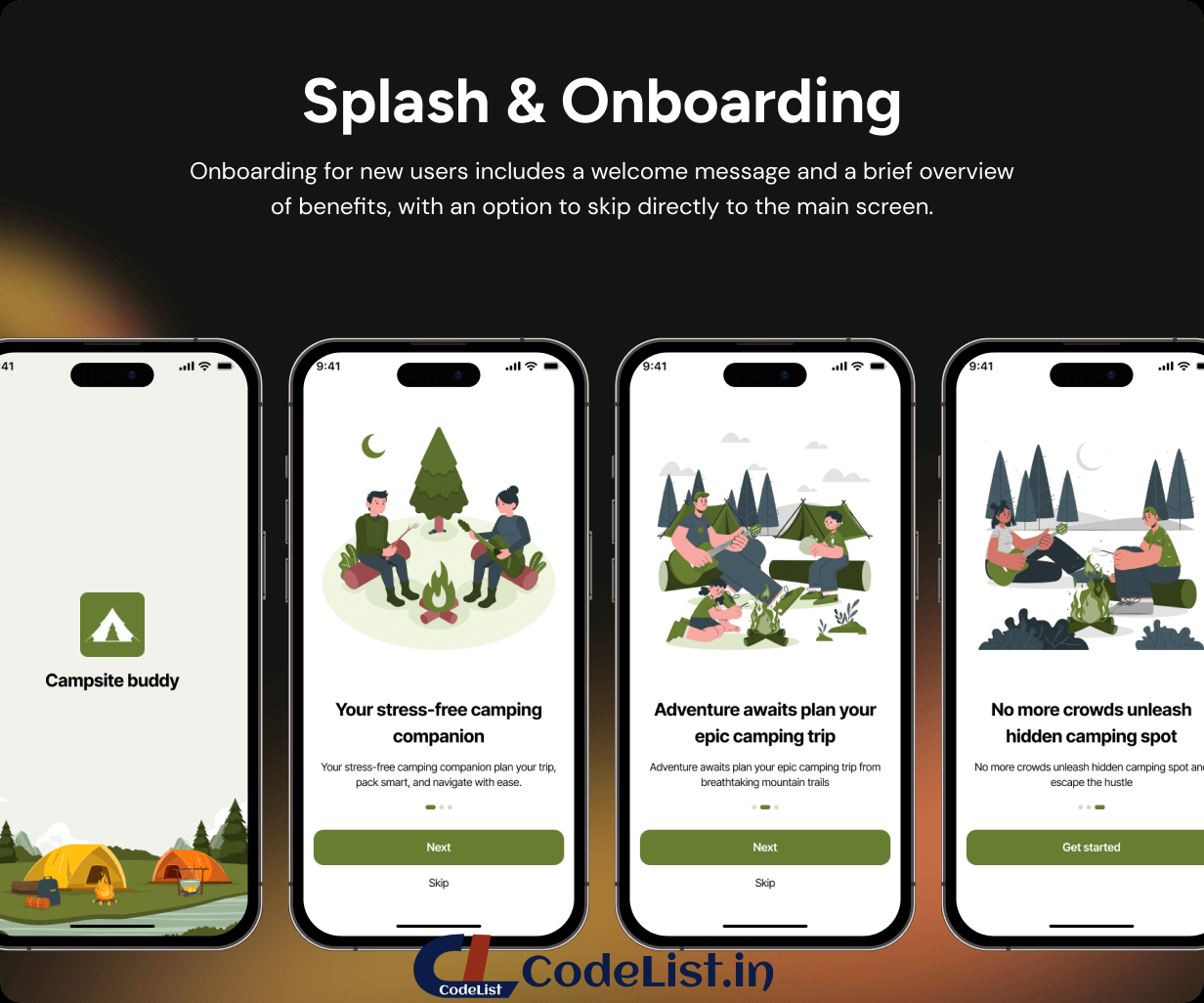 Campsite App UI Template | Camping Location Tracking App in Flutter | CampTrack App Template - 3