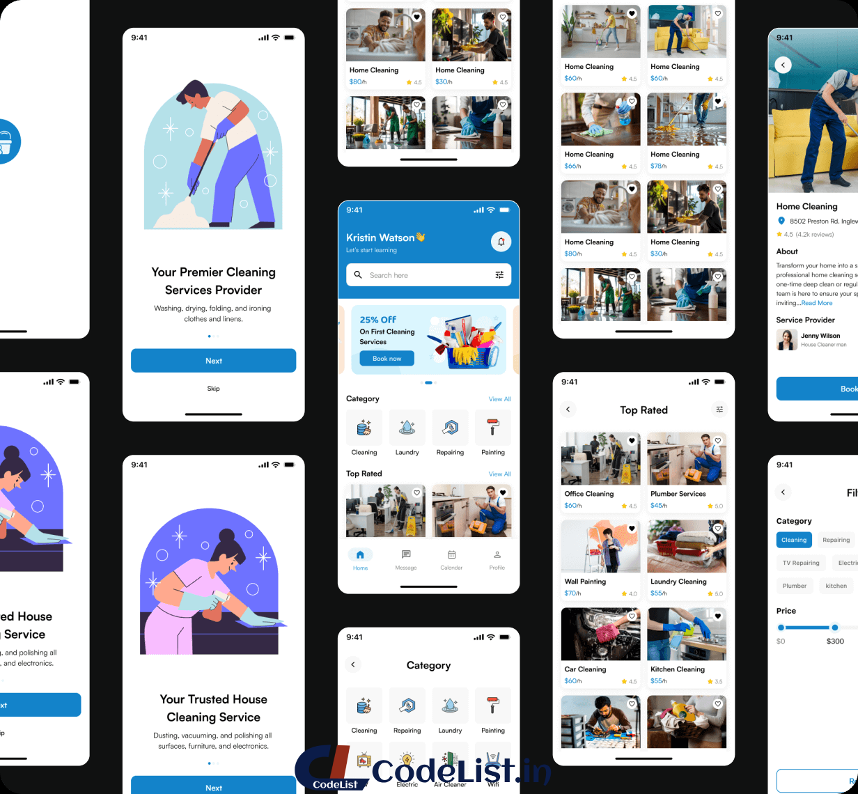 HomeCare App UI Template | Home Cleaning Service App in Flutter | CleanMaster App Template - 4