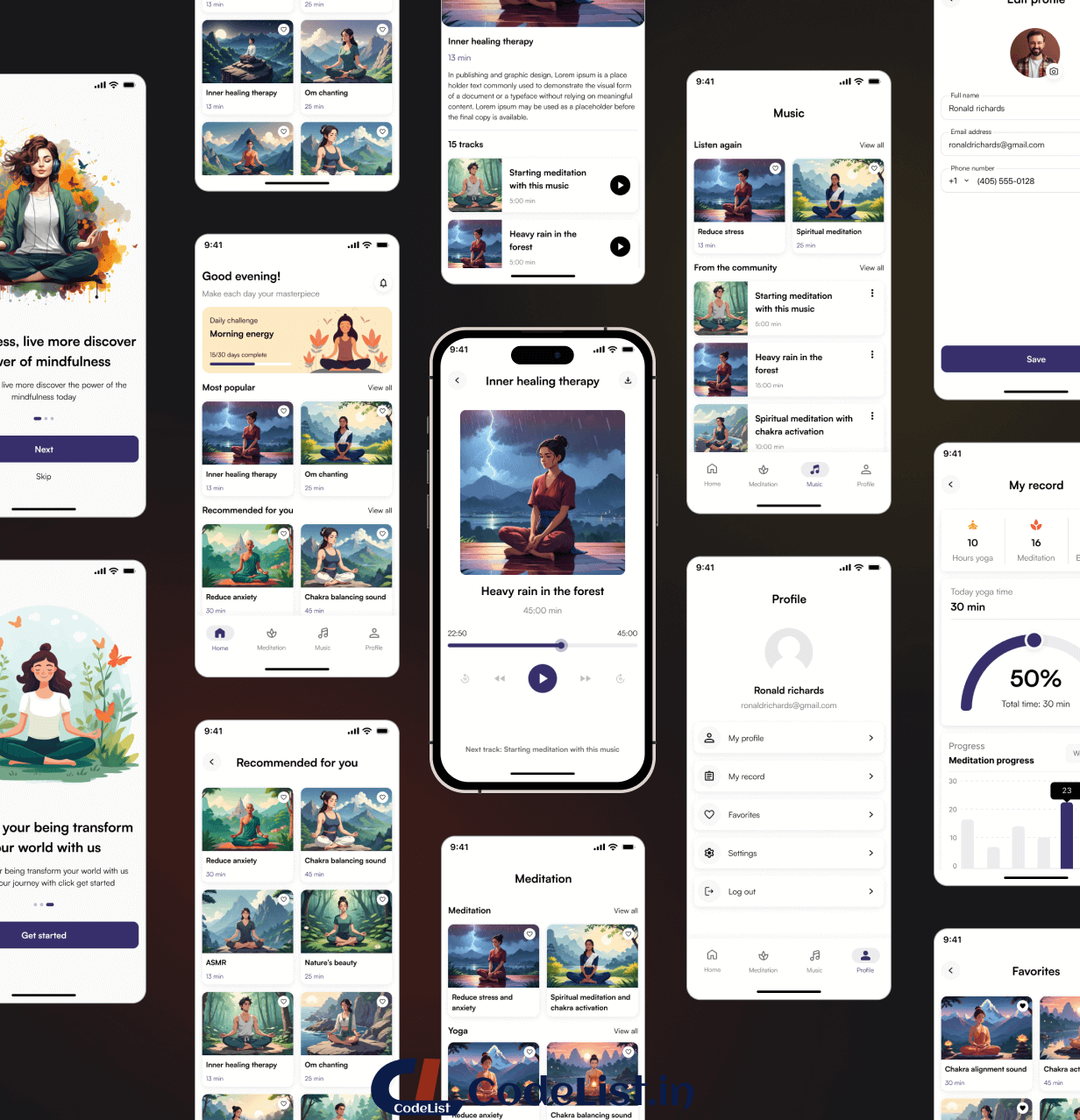 Mindfulme App UI Template | Meditation App in Flutter | BlissfulMind App Template - 3