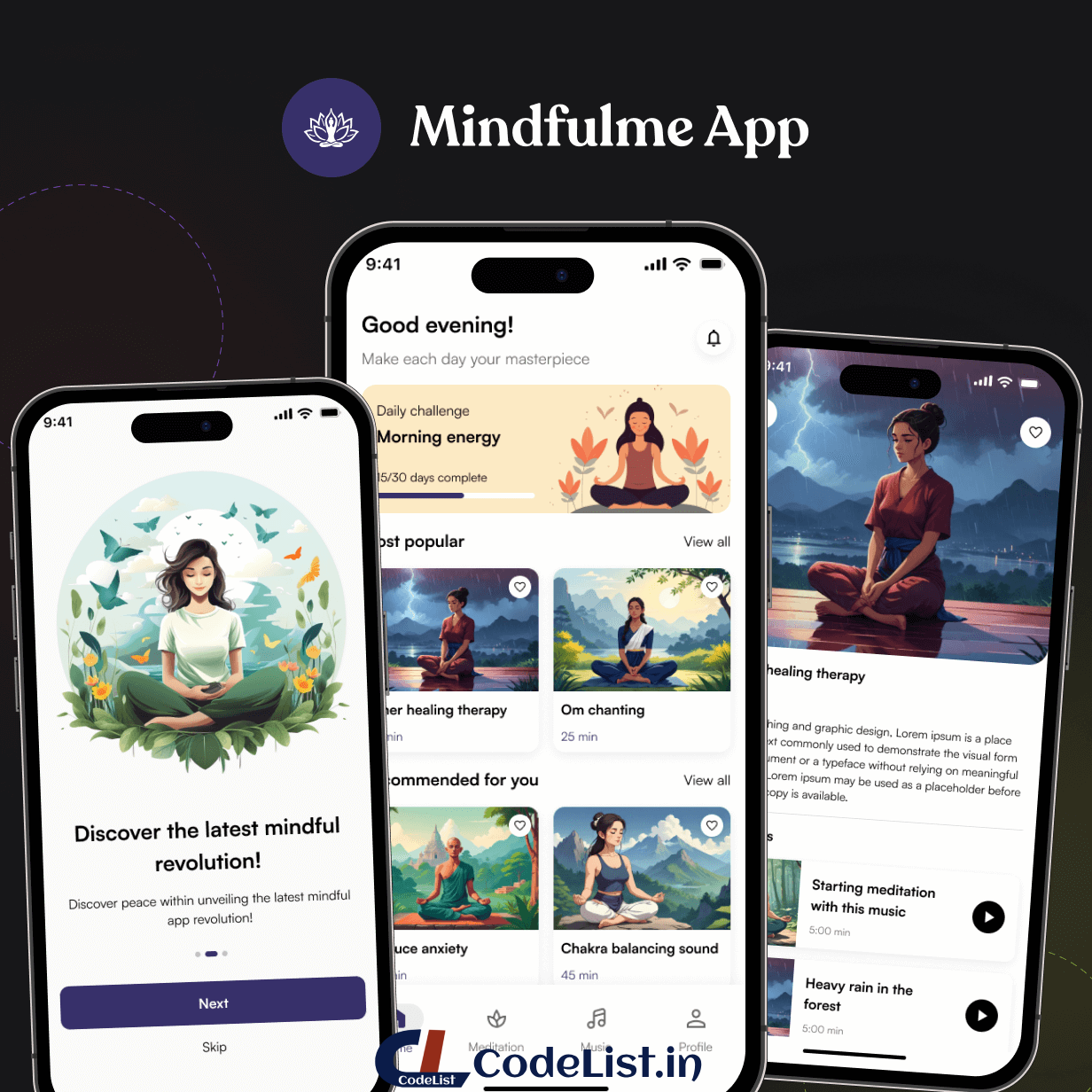 Mindfulme App UI Template | Meditation App in Flutter | BlissfulMind App Template - 10