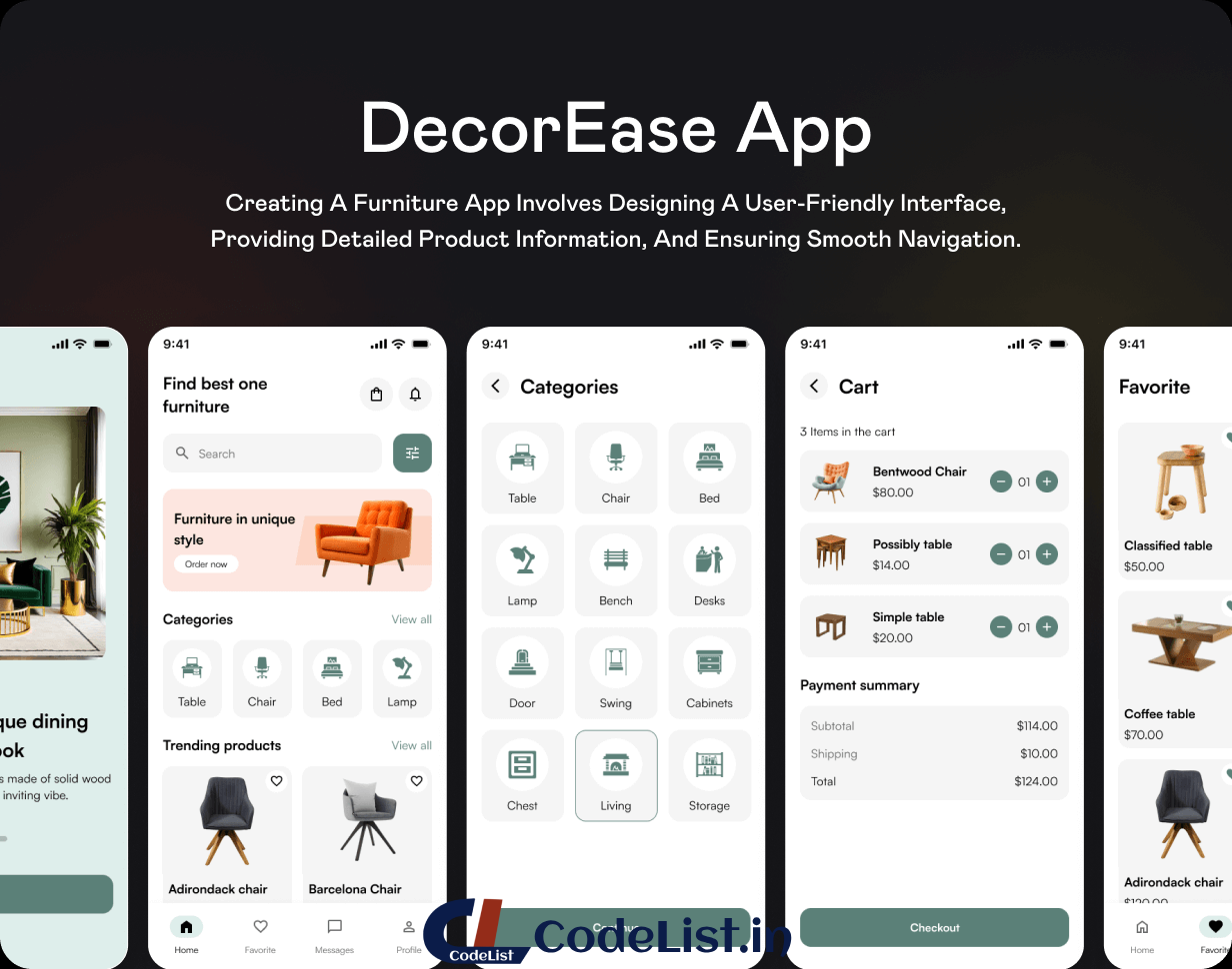 DecorEase App UI Template | Interior Design & Home Styling App in Flutter | DesignPro App Template - 2