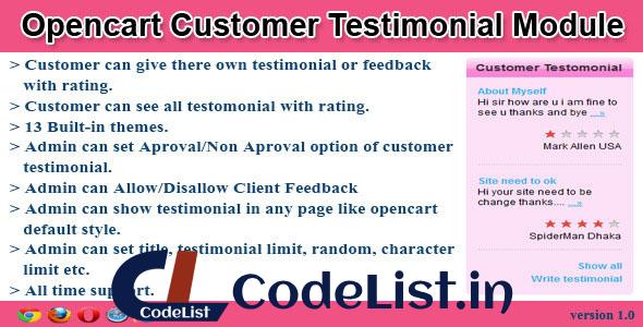 opencart customer testimonial module