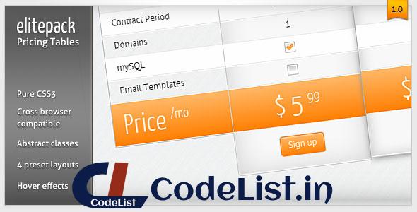 Elitepack Classic CSS3 Pricing Tables & Boxes