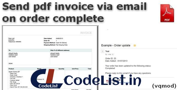 Opencart Send pdf invoice via email on order Complete