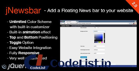 JNewsbar – jQuery Floating News Ticker Bar