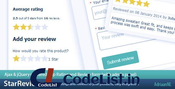 StarReviews – Ajax & jQuery rating and review form