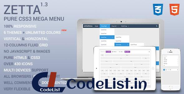 Zetta Menu – CSS3 Mega Menu and Drop Down menu