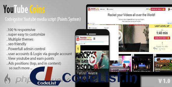 YouTube Coins – (Media Script + Points System)