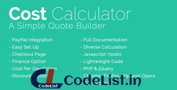 Cost Calculator With PayPal Integration