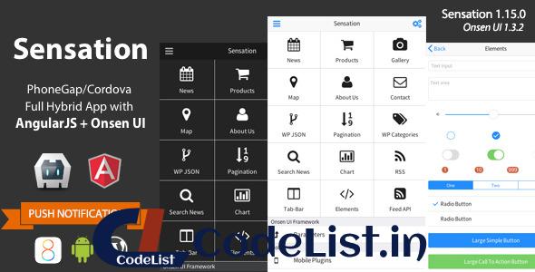 Sensation v1.15.0 – PhoneGap / Cordova Full Hybrid App