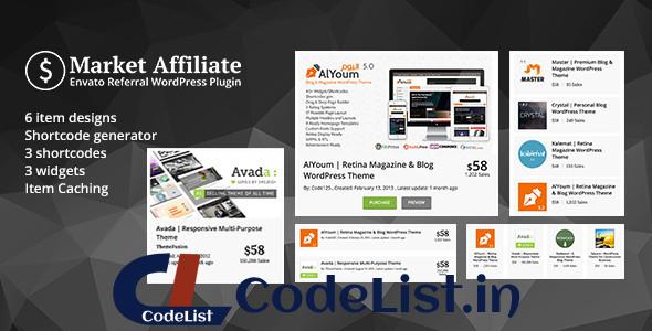 Market Affiliate v1.1 – Envato referral WordPress Plugin