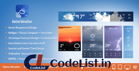 Better Weather v3.1 – WordPress and Visual Composer Widget
