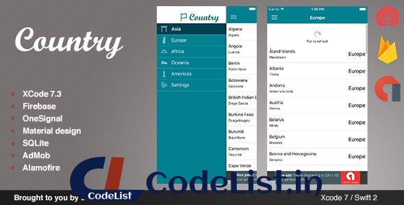 Country – Full iOS template app written in Swift