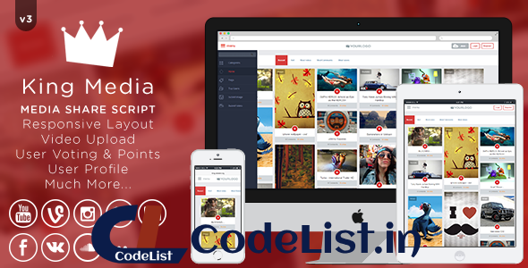 King MEDIA v3 – Video, Image Upload and Share
