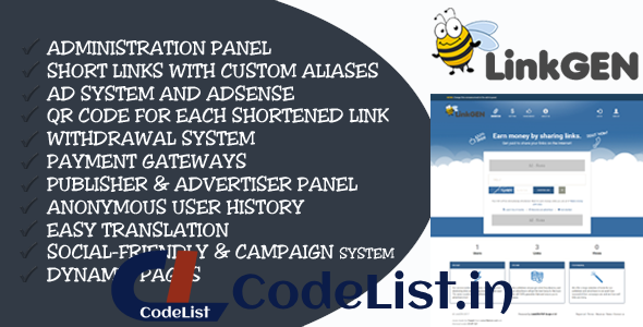 LinkGen – Monetized AdFly Clone URL Shortener PHP Script