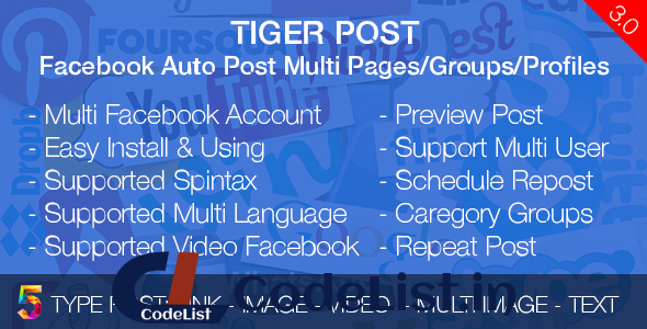 Tiger Post v3.0.2 – Facebook Auto Post Multi Pages/Groups/Profiles