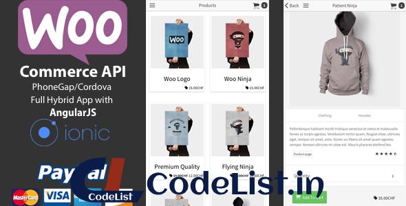 Ionic WooCommerce API v1.5.0 – PhoneGap / Cordova Full Hybrid App