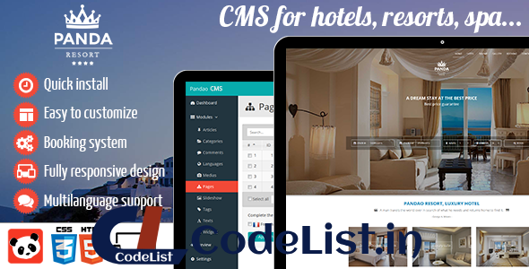 Panda Resort 4 – CMS for Single Hotel – Booking System