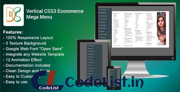 Vertical CSS3 Ecommerce Mega Menu