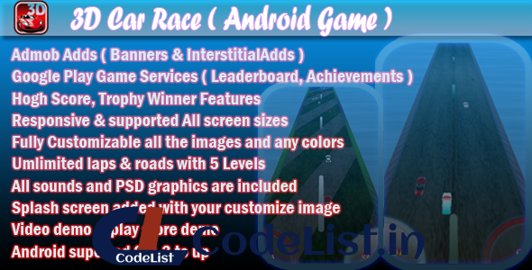 3D Car Race + Leaderboard + Achievement + Admob