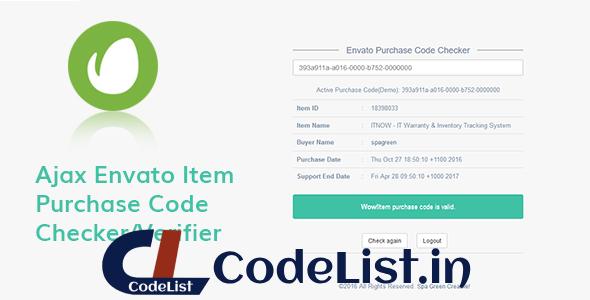 Ajax Envato Purchase Code Checker