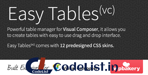 Easy Tables v1.0.11 – Table Manager for Visual Composer