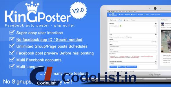 King poster v2.2.3 – Facebook multi Group / Page auto post – PHP script