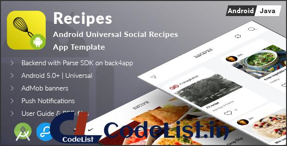 Recipes – Android Universal Social Recipes App Template