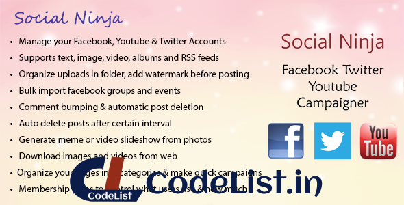 Social Ninja v3.0 – Facebook Twitter Youtube Campaigner