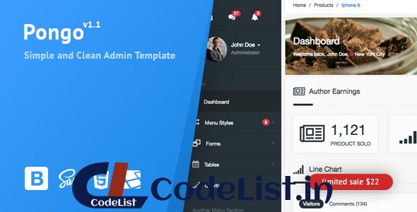 Pongo v1.1 – Laravel Admin Template + User Management + CRUD