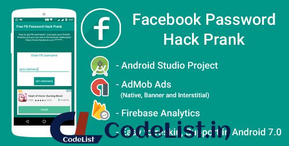 FB Password Hack Prank With Admob Ads + Google Analytics + Firebase Integration