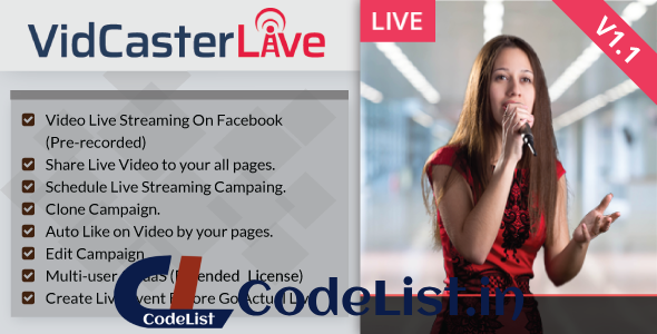 VidCasterLive v1.1 – Facebook Live Streaming With Pre-recorded Video