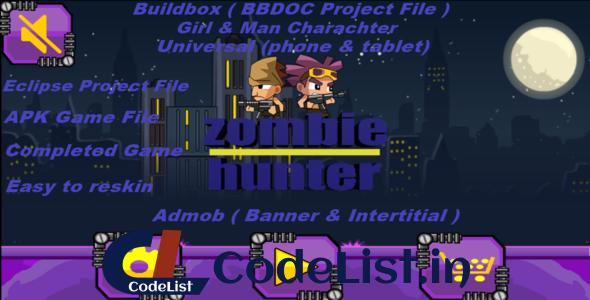 Zombie Hunter (Elipse,Buildbox,APK Project File – Complete Game – Admob Banner & Intertitial)