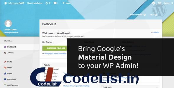 Material WP v1.0.6 – Material Design Dashboard Theme