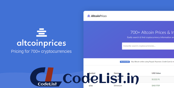 Altcoin Prices – 700+ Cryptocurrency Prices