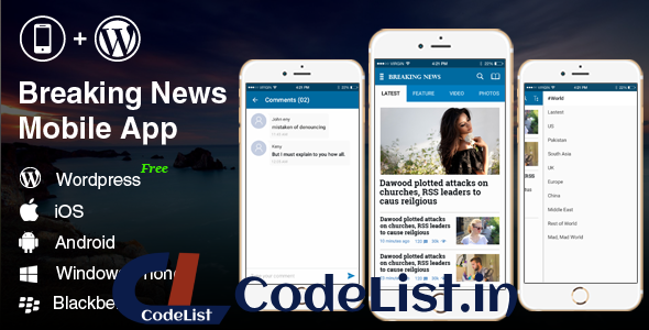 Full Android, iOS Mobile Application – Breaking News 2 Blue