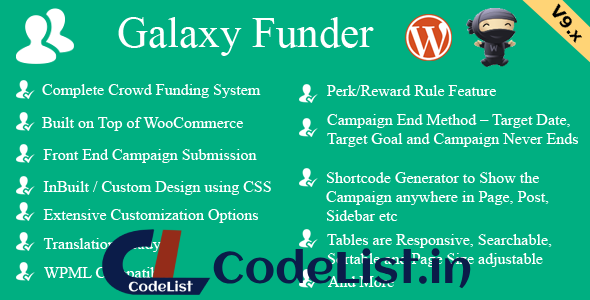 Galaxy Funder v9.9 – WooCommerce Crowdfunding System