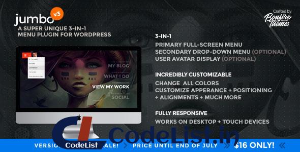 Jumbo v3.9.1 – A 3-in-1 full-screen menu for WordPress