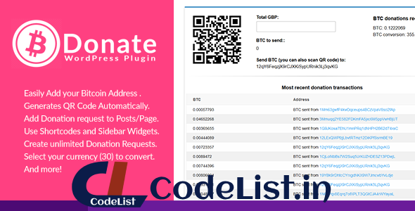 Bitcoin Donate v1.0.0 – A WordPress Plugin