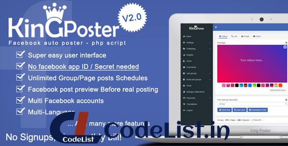 King poster v2.3.8 – Facebook multi Group / Page auto post – PHP script