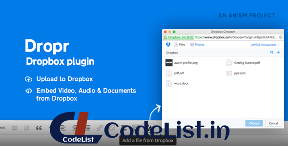 Dropr v1.1.1 – Dropbox Plugin for WordPress