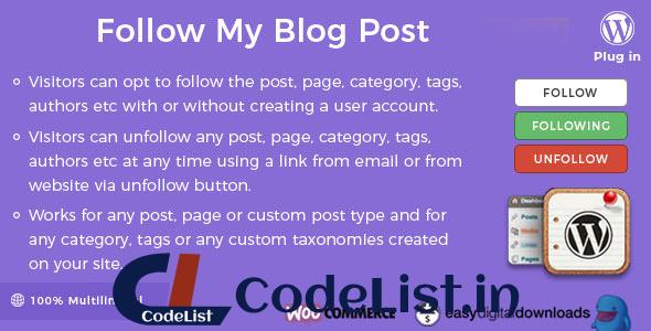 Follow My Blog Post WordPress Plugin v2.2.0