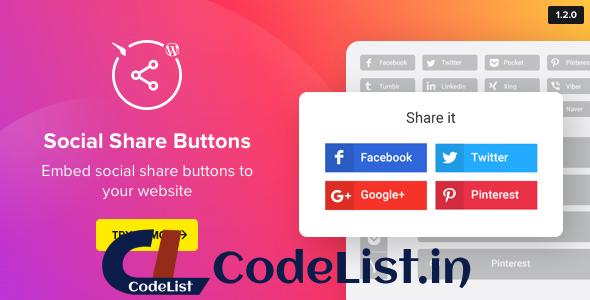 WordPress Social Share Plugin v1.2.0 – Share Buttons