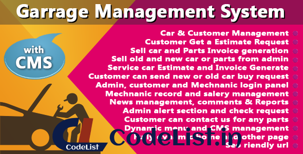 Garage or Workshop Management System With CMS