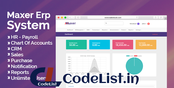 Maxer Erp System – HR, Finance, Sales, Purchase, CRM, Email Notifications