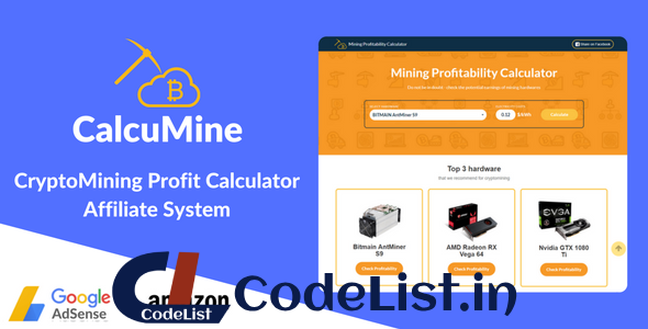 CalcuMine v1.2 – Cryptocurrency Mining Calculator & Amazon Affiliate System