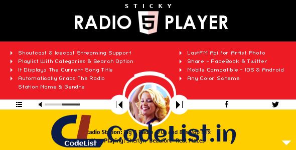 Sticky Radio Player v1.4.1 – Full Width Shoutcast and Icecast HTML5 Player