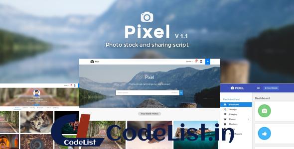 Pixel – Photo, Video stock & sharing script